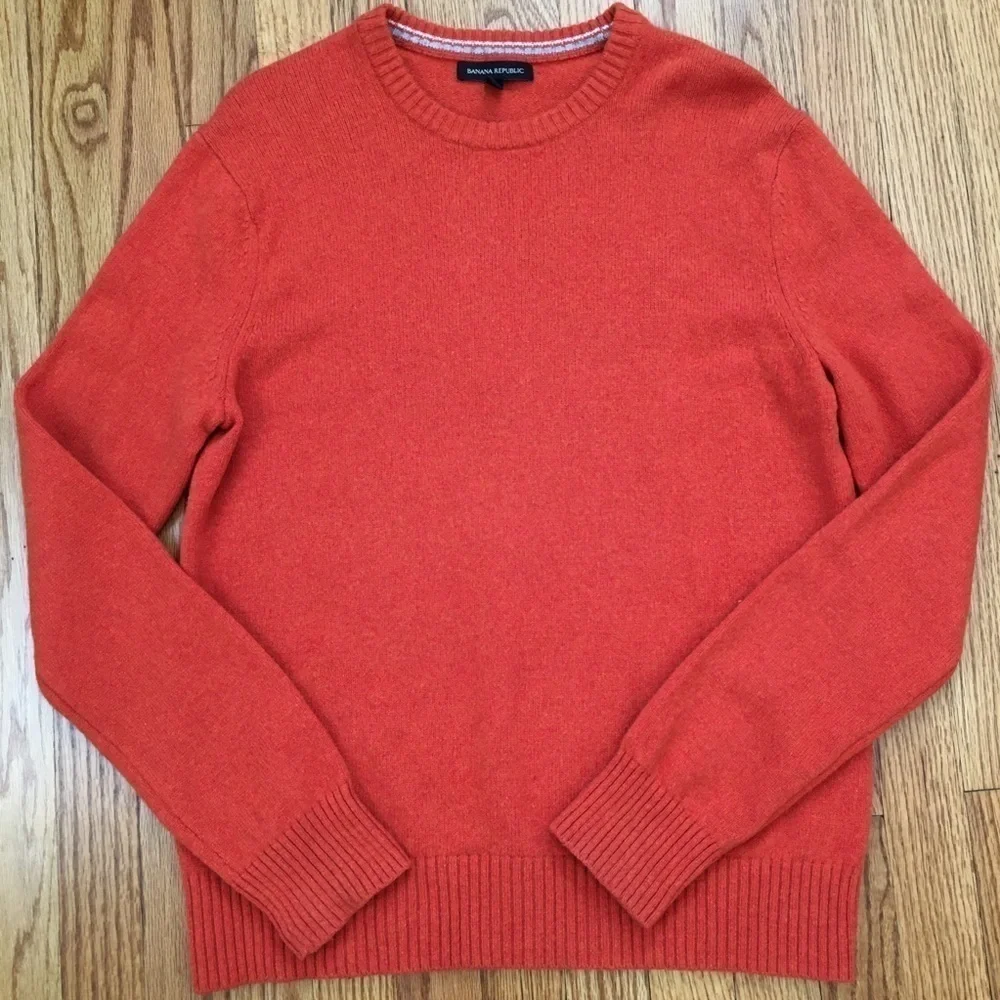 Banana Republic Merino Wool & Cotton Crew Neck Long Sleeve Tight Knit Sweater